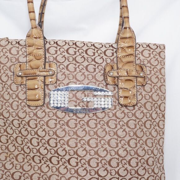 Guess Monogram Logo Print Shoulder Bag - Picture 6 of 8